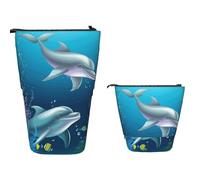 Slot Matite Astuccio Dolphin And Fish Astucci Portamatite Multifunzione Astuccio Portapenne In Piedi Grande Capacità Borsa Cancelleria Per Ragazzi, Ragazze, Regalo