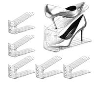 Slot Organizer, Adjustable Shoe Risers, 10.83x4.06x4.53 inches, 6 Piece Stackable Double Layer Non Slip, Shoe Holder Rack for Garage Entryway Door Wall Bed Dorm Storage Solution, Closet Shelf