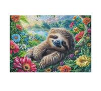 Sloth Flower Forest Wildlife Wild Nature Rural Beautiful Serene Puzzle 300 Pezzi Per Adulti Divertente Stimolante E Rilassante Perfetto Per Hobby E Relax A Casa 300 PCS（40x28cm）