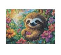 Sloth Flower Forest Wildlife Wild Nature Rural Beautiful Serene Puzzle 300 Pezzi Per Adulti Divertente Stimolante E Rilassante Perfetto Per Hobby E Relax A Casa 300 PCS（40x28cm）