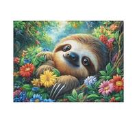 Sloth Flower Forest Wildlife Wild Nature Rural Beautiful Serene Puzzle 500 Pezzi Rompicapo Per Ragazzi Happy Time Gioco Educativo Sfida Intelligenza Creativa Idea Regalo Per Figlio A Natale 500 PCS