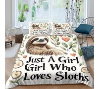 Sloth Illustrationcopripiumino ultra Set di 3 Pezzi stampa 3D cerniera nascosta Cute Animal Art Style Set Di Copripiumino con federe for bambini e adolescenti Single（140x200cm）