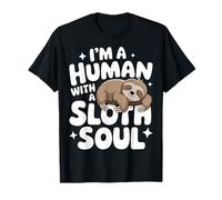 Sloth I'm A Human With A Bradipo Soul Pigro Animale Che Dorme Maglietta