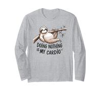 Sloth Lover Sleeping Is My Cardio Funny Lazy Citazione Maglia a Manica