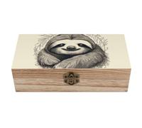 Sloth My Spirit Animal Scatola portaoggetti in legno con coperchio incernierato e chiusura frontale Grande portagioie Contenitori portaoggetti in legno Scatola portaoggetti per ufficio e scrivania