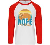 Sloth Nope Not Today Divertente Pigro Uomo L/S Maglietta Baseball