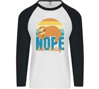 Sloth Nope Not Today Divertente Pigro Uomo L/S Maglietta Baseball