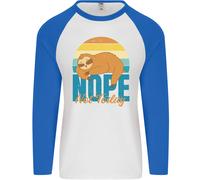 Sloth Nope Not Today Divertente Pigro Uomo L/S Maglietta Baseball