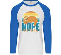 Sloth Nope Not Today Divertente Pigro Uomo L/S Maglietta Baseball