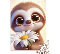 Sloth Set Da 1000 Pezzi Carta Riciclata Sloth with Daisy Puzzle Per Adulti Appassionati Di Puzzle Loisirs A Casa Ore Di Intrattenimento Garantite 52x38cm/1000pcs