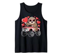 Sloth Valentine Monster Truck con Cuore a Forma di Simpatico Disegno d'Amore Canotta