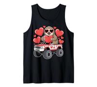Sloth Valentine Monster Truck con Cuore a Forma di Simpatico Disegno d'Amore Canotta
