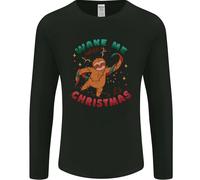 Sloth Wake Me Up When It's Christmas Uomo Manica Lunga T-Shirt