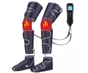 SLOTHMORE Massaggiatore per gambe per circolazione e sollievo dal dolore, massaggio ai piedi a compressione ad aria con 3 livelli di calore, 4 modalità, polpaccio e coscia 4 in 1, terapia di