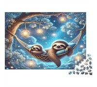 Sloths in Hammock Night 1000 Pezzi Cartolina Premium Puzzle Classico Coppia Partner Sollievo Dello Stress Decorazione Murale Pacchetto Valore 38x26cm/1000pcs