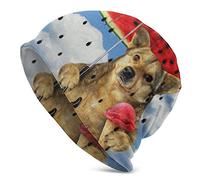 Slouchy Beanie Hat Skull cap Il Cane sotto Un Ombrello di Anguria Sta mangiando Un Ombrello Gelato alla Frutta Baggy Warm Women Long Hip-Hop Stretch