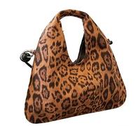 Slouchy Hobo Bag in Similpelle Scamosciata,Borse Donna,Borse a Spalla,Borsa Tote Alla Moda con Stampa Leopardata,Borsa a Tracolla Marrone Capiente,per l'università,shopping,l'ufficio