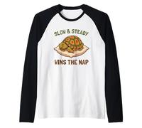 Slow And Steady Vince The Nap Funny Sleeping Box Turtle Lazy Maglia con Maniche Raglan