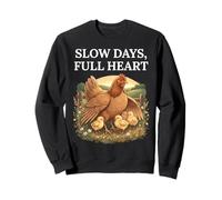 Slow Days Full Heart Cottagecore Pollo Grafica Felpa