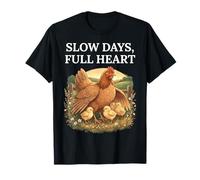 Slow Days Full Heart Cottagecore Pollo Grafica Maglietta