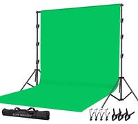 SLOW DOLPHIN Photo Video Studio 3 x 3,7 m 100% Mussola di Cotone Chromakey Green Screen fondale con 3 x 3 m Stand Fotografia Sfondo Sistema di Supporto Kit di Morsetto, Borsa per il Trasporto
