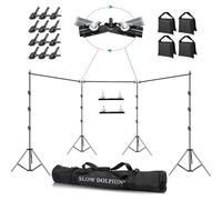 SLOW DOLPHIN Photo Video Studio 9,1 m (larghezza) x 3 m (altezza), 300 ° gradi traversa rotabile, angolo regolabile tripla traversa Extender Mount, Fotografia sfondo sistema di supporto, sacchi di