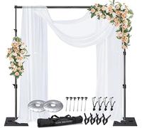 SLOW DOLPHIN Pipe and Drape - Kit di supporto per sfondo fotografico, regolabile, 3 x 3 m, con base in metallo, per feste, matrimoni, feste di compleanno, eventi, cabina fotografica