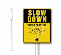 Slow Down - Cartello di attraversamento ragno con paletti, 20 x 30 cm, in alluminio, per strada, strada, giardino, prato, robusto e resistente, antiruggine, facile da montare