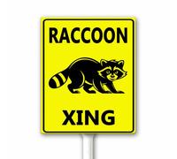Slow Down Raccoon Xing Crossing Sign per cortile con paletto 12 x 15 cm, targa in alluminio Slow Racoon Crossing, Beware of Wild Raccoons, segnale di avvertimento per fauna selvatica recinzione per