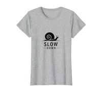 Slow Down Snail Art: Mindful Living ispiratrice Maglietta, Donna, Grigio Melange, L