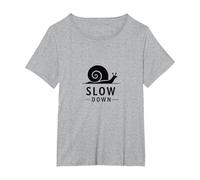 Slow Down Snail Art: Mindful Living ispiratrice Maglietta, Donna Plus-Size, Grigio Melange, 5X