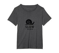 Slow Down Snail Art: Mindful Living ispiratrice Maglietta, Donna Plus-Size, Grigio Scuro, 5X