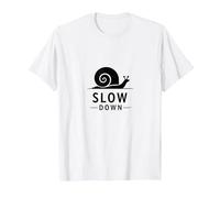 Slow Down Snail Art: Mindful Living ispiratrice Maglietta, Uomo, Bianco, L