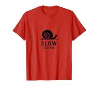 Slow Down Snail Art: Mindful Living ispiratrice Maglietta, Uomo, Rosso, L