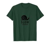 Slow Down Snail Art: Mindful Living ispiratrice Maglietta, Uomo, Verde Foresta, L