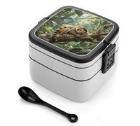 Slow Loris Bento Box 1000ml Contenitore per il pranzo a prova di perdite con divisori rimovibili e cucchiaio - Lunch Box impilabile in PP senza BPA per lavoro, ufficio, picnic, viaggi, cene fuori