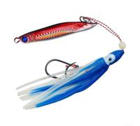 Slow Pitch Jig 40 g con rig Glow in the Dark Finish e Pre-Rigged Setup per pesca in acque salate profonde (40 g rosso)