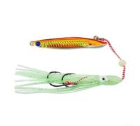 Slow Pitch Jig 40 g con rig Glow in the Dark Finish e Pre-Rigged Setup per pesca in acque salate profonde (40 g oro)