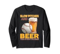 Slow Pitches And Beer That's Why I'm Here Fan del Baseball Maglia a Manica