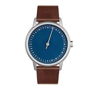 slow round 13 - Dark Brown Leather, Silver Case, Blue Dial