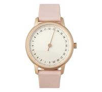 slow Round-S 13 - Pelle rosa, cassa in oro rosa, quadrante argento-bianco