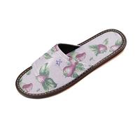 Slow Style Strawberry Lilac Spa Sandalo Indoor ed Outdoor Riutilizzabile Accogliente personalizzare Open Toe Scarpe per la casa per viaggi, hotel, feste, ospiti zapatillas para mujer, Slow Style