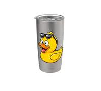 Slow Sundays Funny Yellwo Rubber Duck Illustration Graphic Bicchiere termico in acciaio inox doppia parete