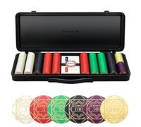 SLOWPLAY Nash - Set di fiches da poker in ceramica per Texas Hold'em, 500 pezzi [con valori numerati], 39 mm e 10 g ciascuno, con custodia di fascia alta in policarbonato tedesco