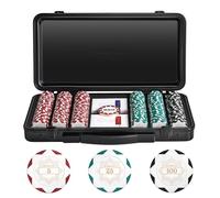 SLOWPLAY Set di fiches da poker Nash in argilla da 14 g, edizione White Gold, Core Set da 300 pezzi | Fiches numerate 5, 25, 100 | Valigetta premium con scocca resistente in policarbonato