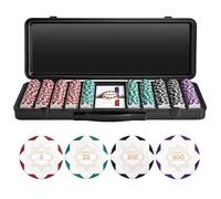 SLOWPLAY Set di fiches da poker Nash in argilla da 14 g, edizione White Gold, Core Set da 500 pezzi | Fiches numerate 5, 25, 100, 500 | Valigetta premium con scocca resistente in policarbonato