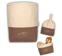 slowroom Sacchetto per Il Pane e la conservazione del Pane 3 in 1 - Cestino per Il Pane in Tessuto - Borsa per Il Pane in Cotone - Contenitore per Il Pane 32 x 35 cm, Marrone