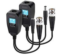 SLS SHOP 1 Coppia HD-CVI/TVI/AHD Video balun con connettore di Alimentazione e Dati RJ45 Cat5 trasmettitore Passive Power Video,Power Video e Data(Audio)