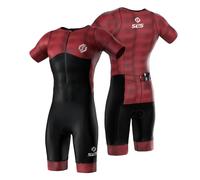 SLS3 Tuta da triathlon da uomo, a maniche corte, traspirante, ad asciugatura rapida, con 2 tasche, imbottitura personalizzata per ciclismo, nuoto e corsa, design aerodinamico, Flash, XL