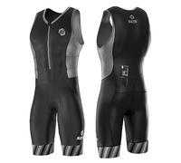 SLS3 - Tuta per triathlon da uomo, body da triathlon, disegnato da atleti per atleti, Righe Nero/Grigio, X-Large